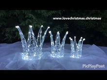 Load and play video in Gallery viewer, Chirstmas Soft Acrylic 3 Piece Set of Crowns 140 White LED Lights
