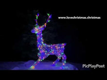 Load and play video in Gallery viewer, Premier Soft Acrylic 1.4m Christmas Stag 300 Multi Coloured LED Lights
