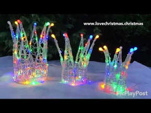 Load and play video in Gallery viewer, Christmas Soft Acrylic 3 Piece Set of Crowns 140 Multi Coloured LED Lights
