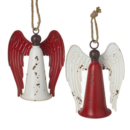 Hanging Rustic Christmas Metal Angel Bells