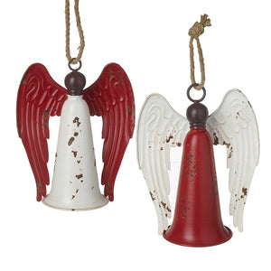 Hanging Rustic Christmas Metal Angel Bells