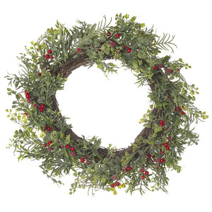 Red Berry and Winter Foliage Wreath