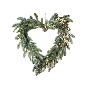 Christmas Heart Wreath With Stars Pre-lit