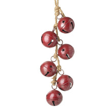 Load image into Gallery viewer, Christmas Hanging Jute Rope with Six Red Metal Bells
