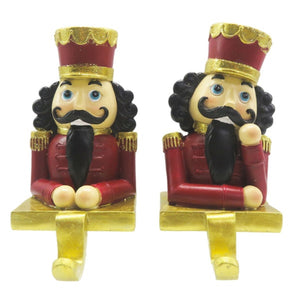 Red Nutcracker Stocking Hangers set of 2