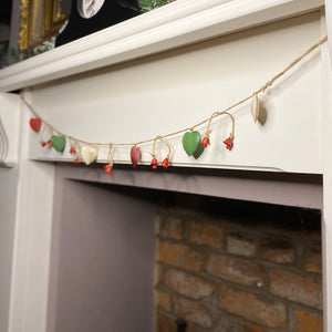 Red, White and Green Heart and Star Garland