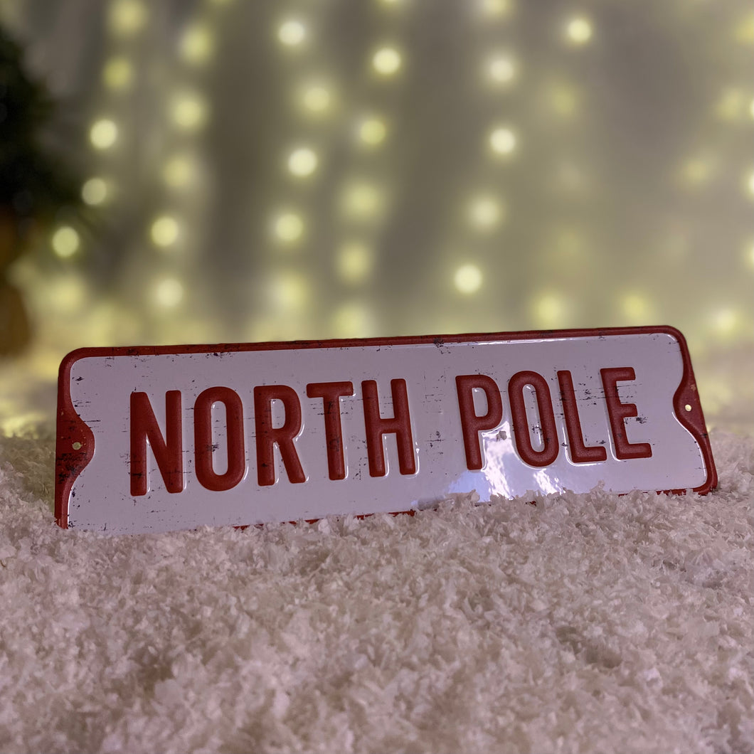 North Pole Vintage Style Christmas Tree Decoration Sign