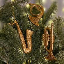 Load image into Gallery viewer, Set of 3 Gold Instruments Christmas Tree Decorations
