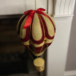 Velvet Hot Air Balloon Christmas Decoration