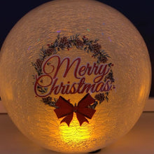 Load image into Gallery viewer, Flickering Crackle Effect Lit 15cm Ball with Christmas Wreath Design

