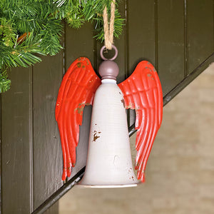 Hanging Rustic Christmas Metal Angel Bells