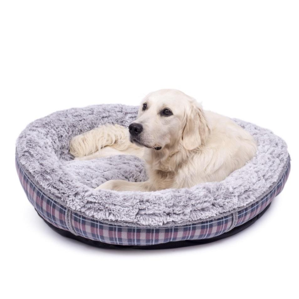 Dove Grey Check Extra Large Donut Bed