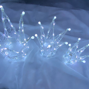 Chirstmas Soft Acrylic 3 Piece Set of Crowns 140 White LED Lights