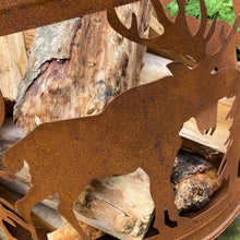 Load image into Gallery viewer, Woodland Stag Design Rust Fire Pit Bucket
