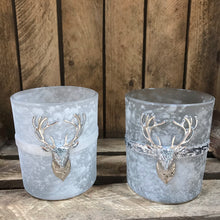 Load image into Gallery viewer, White Frost and Silver Stag Candle Holders
