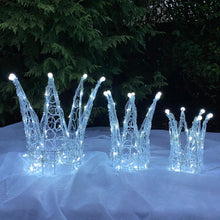 Load image into Gallery viewer, Chirstmas Soft Acrylic 3 Piece Set of Crowns 140 White LED Lights
