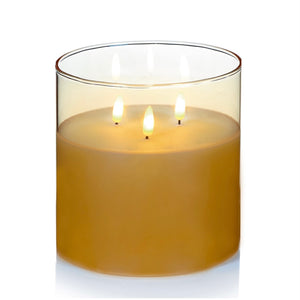 Flickabright Amber Glass Triple Wick Candle