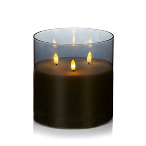 Flickabright Grey Glass Triple Wick Candle