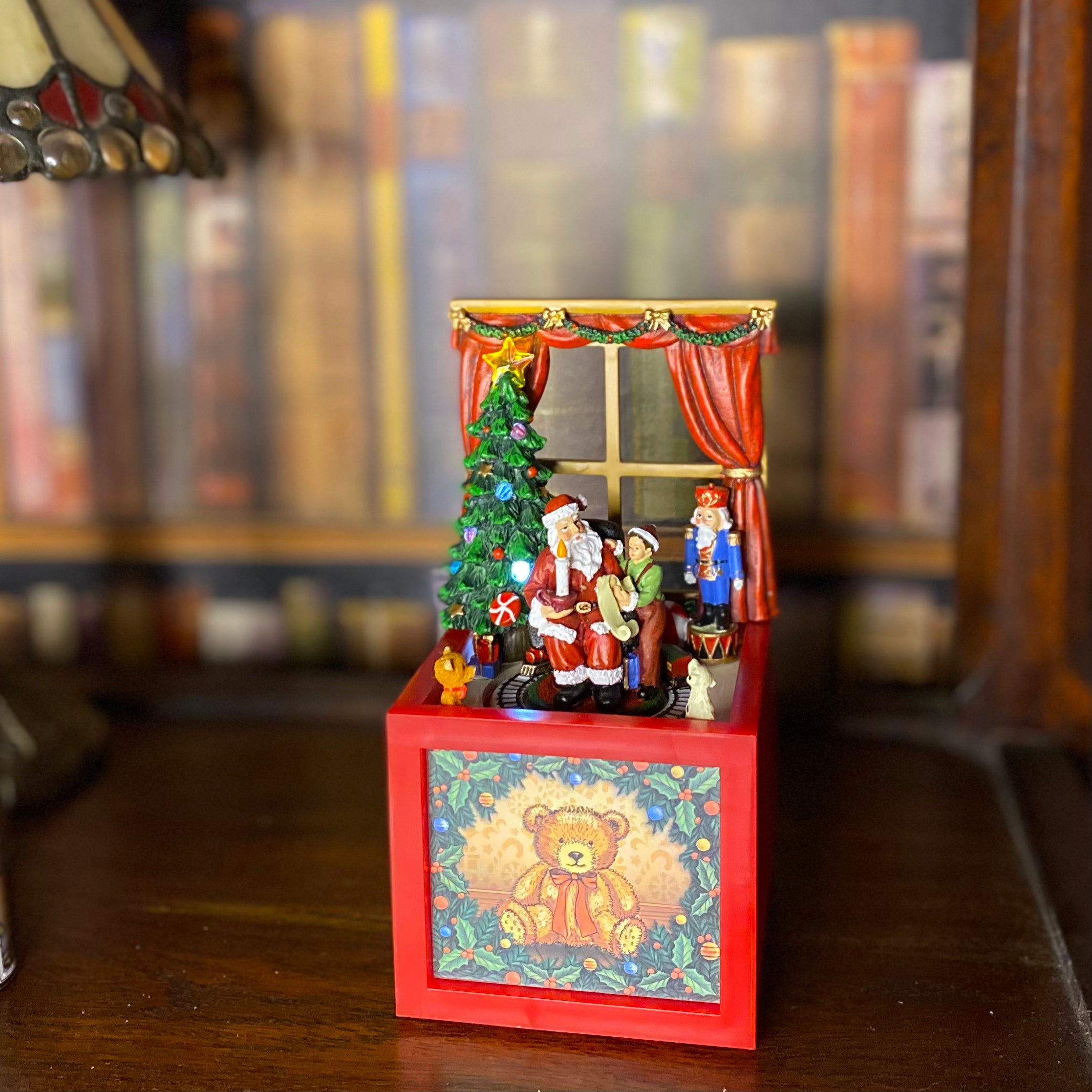 Christmas Animated Lit Music Box Santa And Child Scene Love