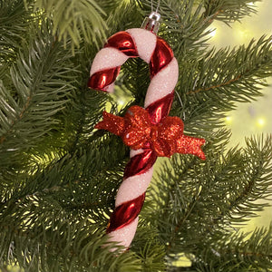 Candy Cane with Bow Christmas Tree Decoration
