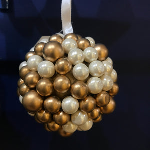Gold & White Berry Cluster Ball Christmas Decoration