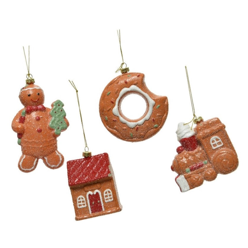 Set of 4 Gingerbread Design Shatterproof Baubles