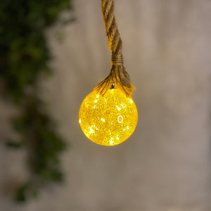 Lumineo Micro LED Silver Ball Decoration with Rope 10cm