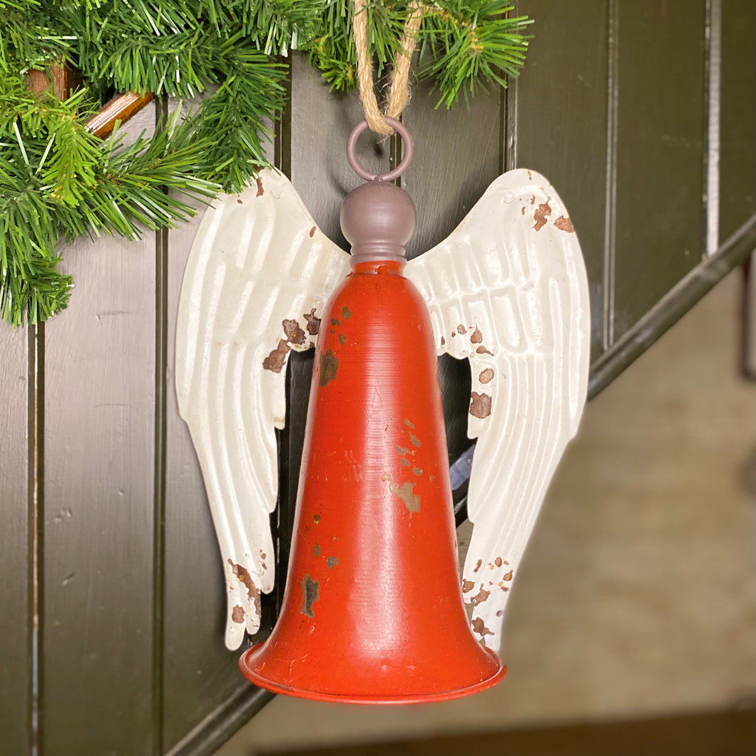 Hanging Rustic Christmas Metal Angel Bells
