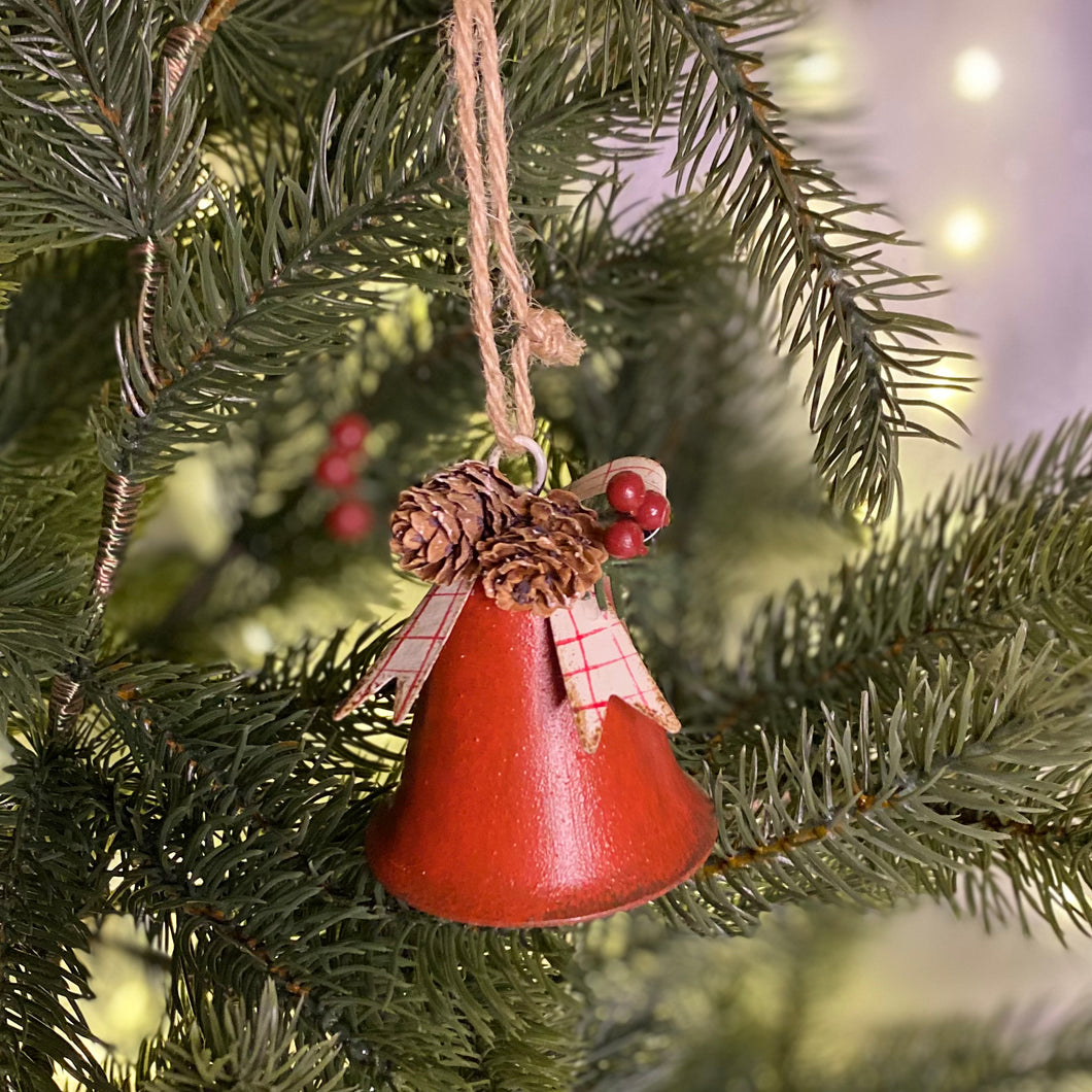 Red Bell with Foliage Decoration 8cm