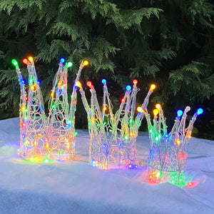 Christmas Soft Acrylic 3 Piece Set of Crowns 140 Multi Coloured LED Lights