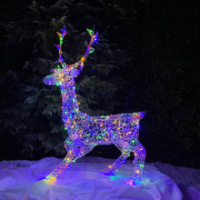 Load image into Gallery viewer, Premier Soft Acrylic 1.4m Christmas Stag 300 Multi Coloured LED Lights
