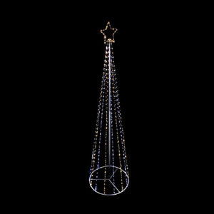 Christmas Pyramid Tree with Star Warm White and White LED Lights 2.5m