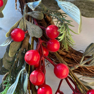 Festive Red Berry and Winter Foliage Wreath