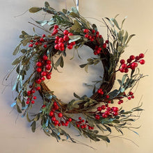 Load image into Gallery viewer, Festive Red Berry and Winter Foliage Wreath
