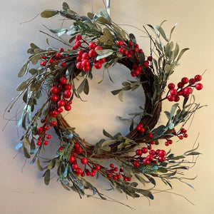 Festive Red Berry and Winter Foliage Wreath