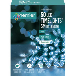 Premier TimeLights 50 Blue LED Battery Operated String Lights