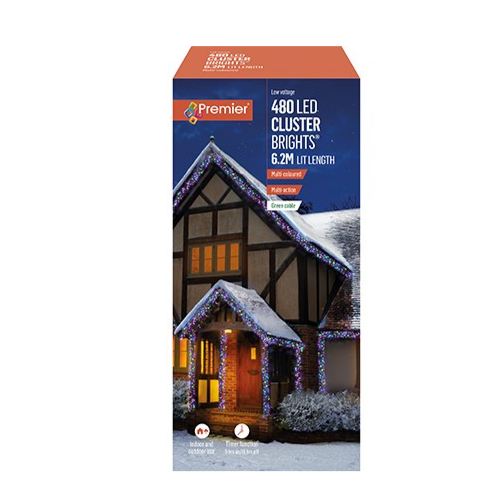Premier 480 LED Cluster Brights Christmas Lights Multi Colour
