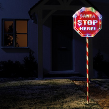 Load image into Gallery viewer, Premier Santa Stop Here Lit Sign
