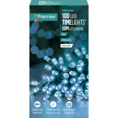 Premier TimeLights 100 Blue LED Battery Operated String Lights