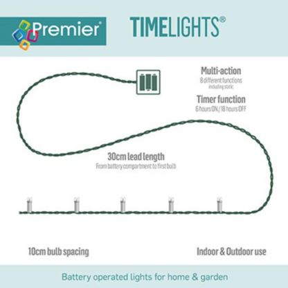 Premier TimeLights 600 Warm White LED Battery Operated String Lights