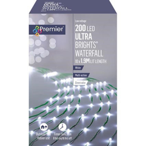 Premier 1.9m UltraBrights 200 Large White LED Waterfall Tree Lights