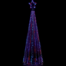 Load image into Gallery viewer, Premier 2.1m Black Pin Wire Pyramid Tree with Star with 595 Rainbow LEDs
