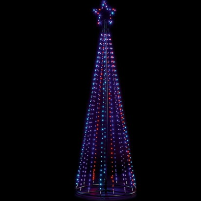 Premier 2.5m Black Pin Wire Pyramid Tree with Star with 889 Rainbow LEDs