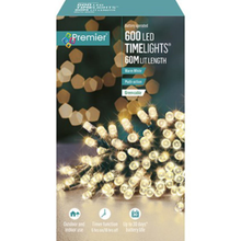 Load image into Gallery viewer, Premier TimeLights 600 Warm White LED Battery Operated String Lights
