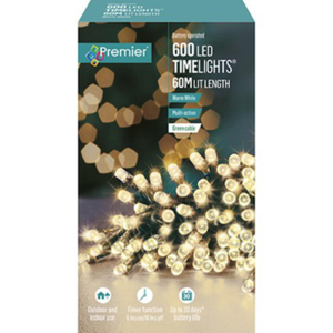 Premier TimeLights 600 Warm White LED Battery Operated String Lights