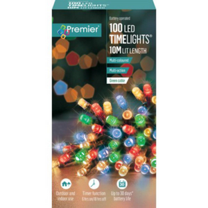 Premier TimeLights 100 Multi-Coloured LED Battery Operated String Lights