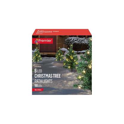 Set of 6 Christmas Tree Path Lights Warm White