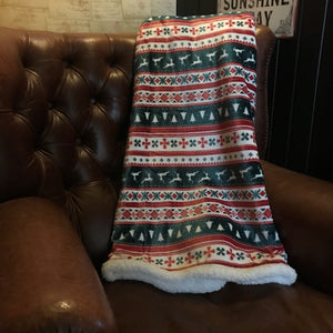 Christmas Patterned Red and Green Throw