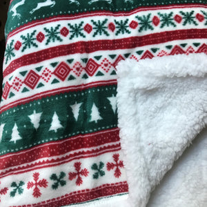 Christmas Patterned Red and Green Throw