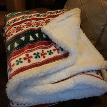 Load image into Gallery viewer, Christmas Patterned Red and Green Throw
